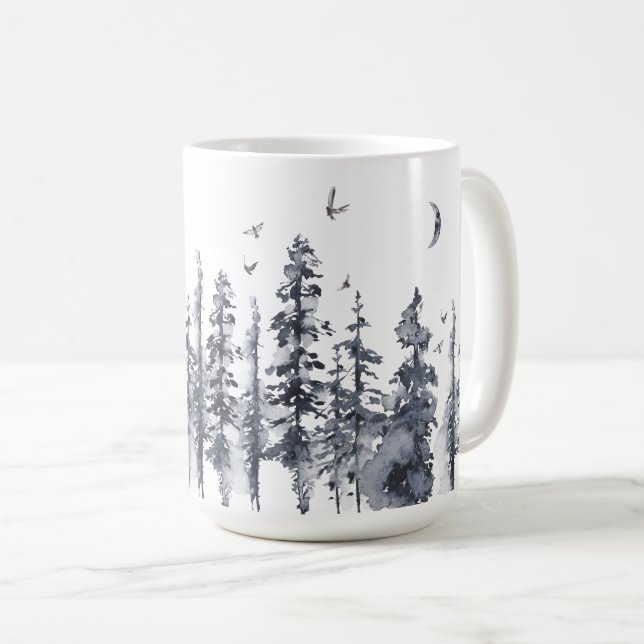Rustic Mountain Forest Tree Coffee Mug (Front Right)