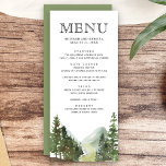 Rustic Mountain Forest Trees Wedding Menu<br><div class="desc">Elegant wedding menu featuring beautiful mountains and pine trees with modern typography.</div>