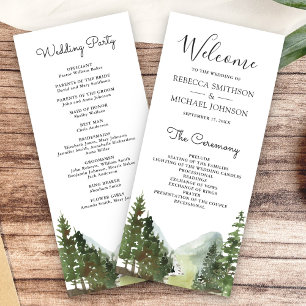 Rustic Mountain Forest Trees Wedding Program
