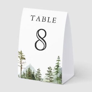 Rustic Mountain Forest Trees Wedding Table Number