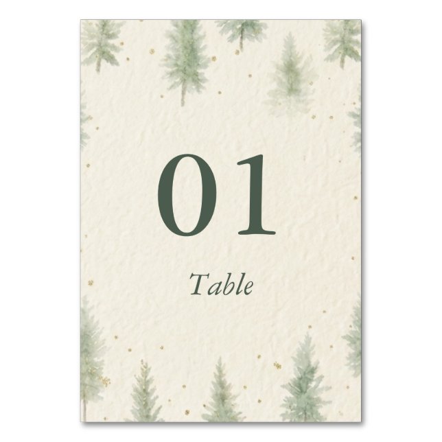 Rustic Mountain Forest Watercolor Wedding Table  Number (Front)