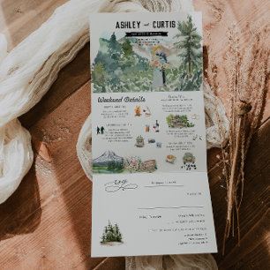 Rustic Mountain Forest   Wedding Tri-Fold Invitation