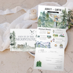Rustic Mountain Forest   Wedding Tri-Fold Invitation