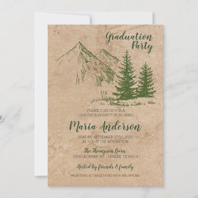 Rustic Mountain Graduation Invitation (Front)