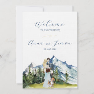 Rustic Mountain Illustrated Wedding  Invitation
