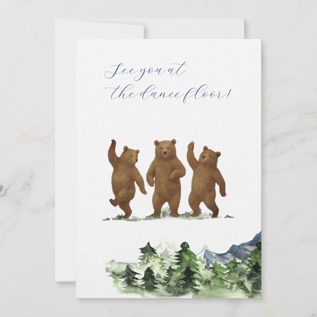 Rustic Mountain Illustrated Wedding  Invitation (Front)