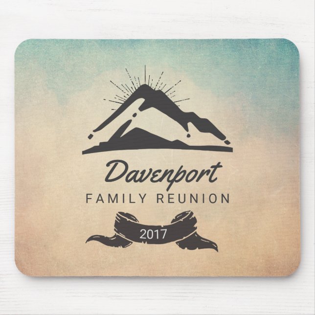 Rustic Mountain Illustration Family Reunion Mouse Mat (Front)
