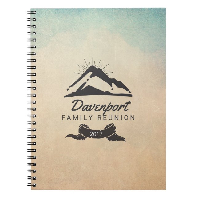 Rustic Mountain Illustration Family Reunion Notebook (Front)