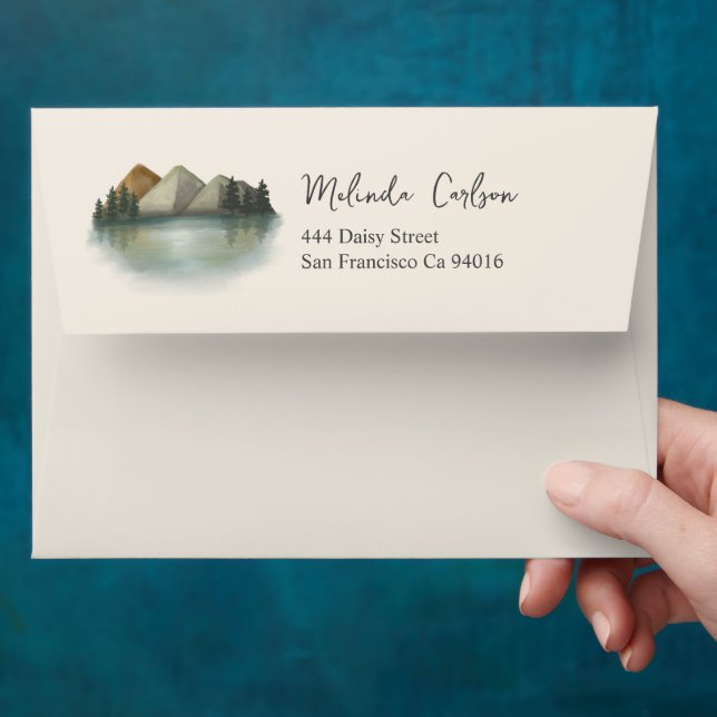 Rustic Mountain & Lake Bachelorette Weekend Envelope (Hand)