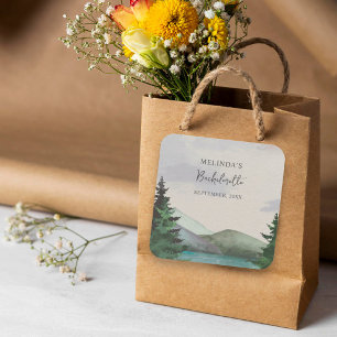 Rustic Mountain & Lake Bachelorette Weekend Square Sticker