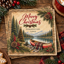 Rustic Mountain Lake Canoe Christmas |