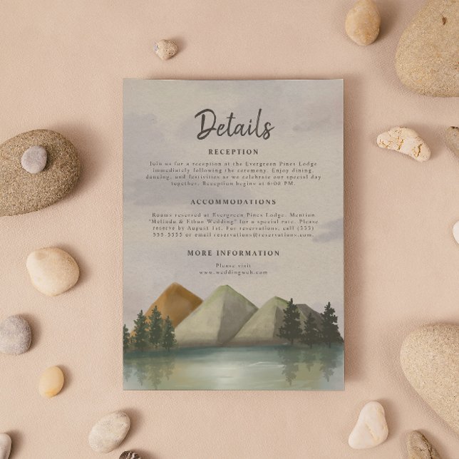 Rustic Mountain & Lake Evergreen Wedding Enclosure Card (Creator Uploaded)