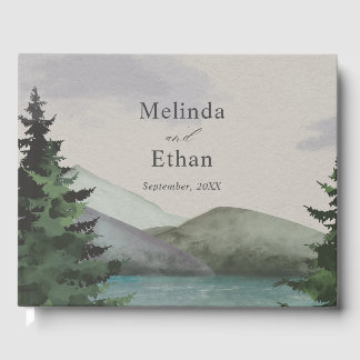 Rustic Mountain & Lake Evergreen Wedding Guest Book