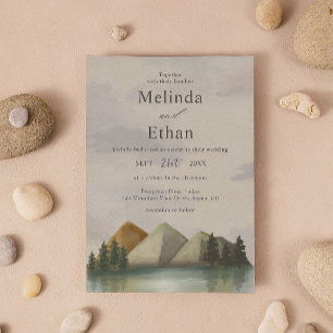 Rustic Mountain & Lake Evergreen Wedding  Invitation