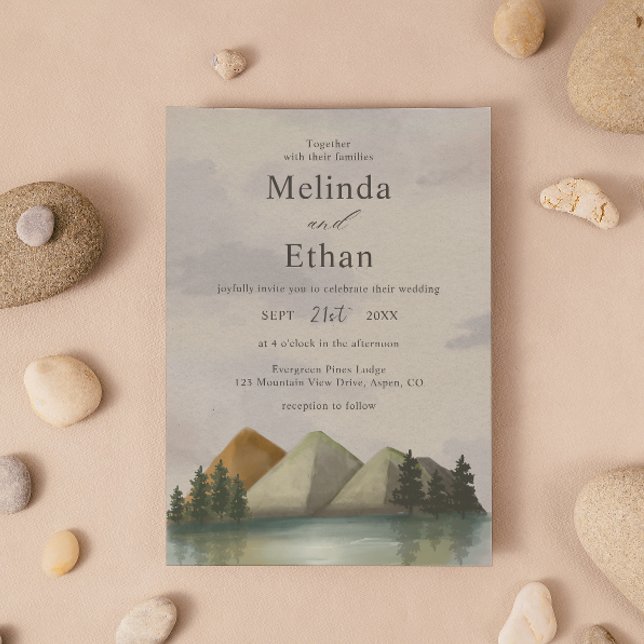 Rustic Mountain & Lake Evergreen Wedding  Invitation (Creator Uploaded)