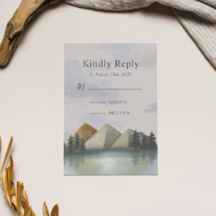 Rustic Mountain & Lake Evergreen Wedding  RSVP Card