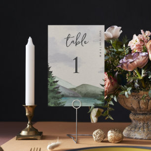 Rustic Mountain & Lake Evergreen Wedding  Table Number