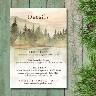 Rustic Mountain Lake Forest Wedding Details Enclosure Card