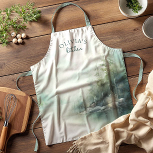 Rustic Mountain Lake Home with Name Apron