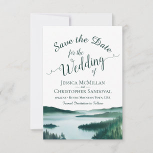 Rustic Mountain Lake Landscape Destination Wedding Save The Date