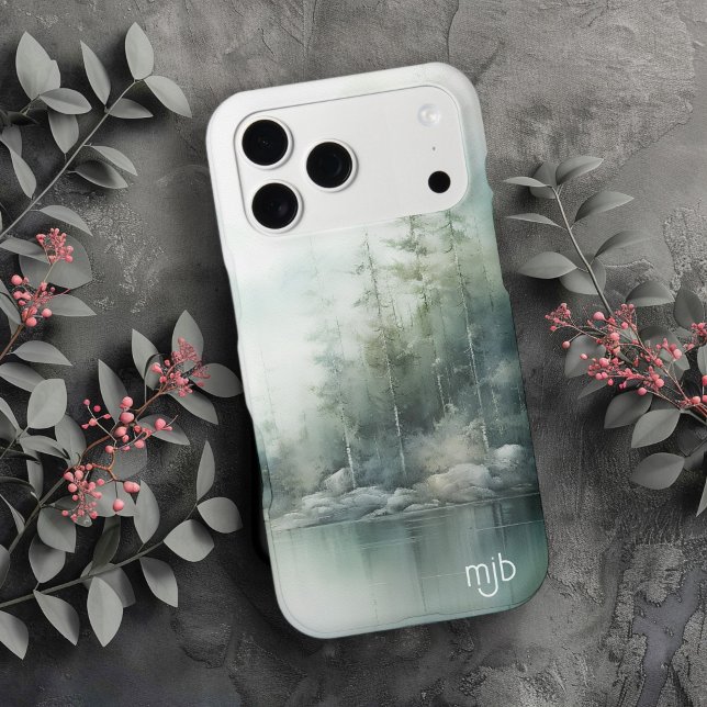 Rustic Mountain Lake Nature-Inspired with Monogram (Creator Uploaded)