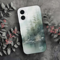 Rustic Mountain Lake Nature-Inspired with Monogram