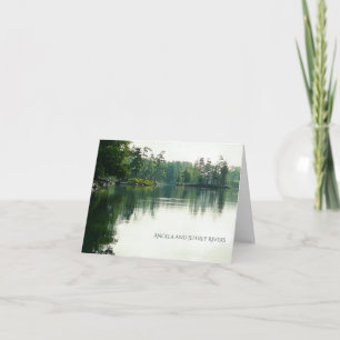 Rustic mountain lake reflection thank you card