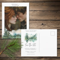 Rustic Mountain Lake Scene Photo Save the Date