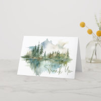 Rustic Mountain Lake Scene Watercolor Folded
