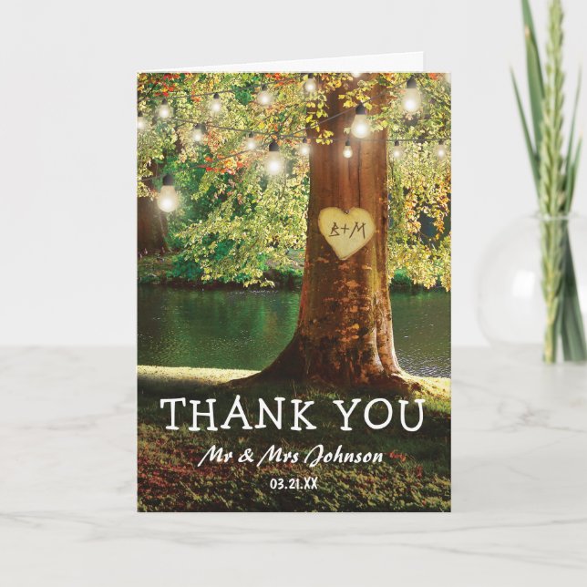Rustic Mountain Lake Thank You Card (Front)