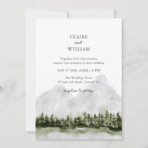 Rustic Mountain Lake Wedding Invitation