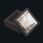 Rustic Mountain Landscape, Fog, Pine Trees Wedding Gift Box<br><div class="desc">Part of the Rustic Luxe Collection: https://bit.ly/3iO6eCD. A charming place to store your rings or other prized possessions. Rustic foggy mountain landscape coasters in shades of forest green and copper with pine trees and fog behind the mountains. Personalise with your own name and date.</div>