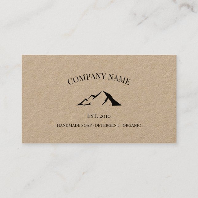 Rustic mountain logo kraft business card (Front)