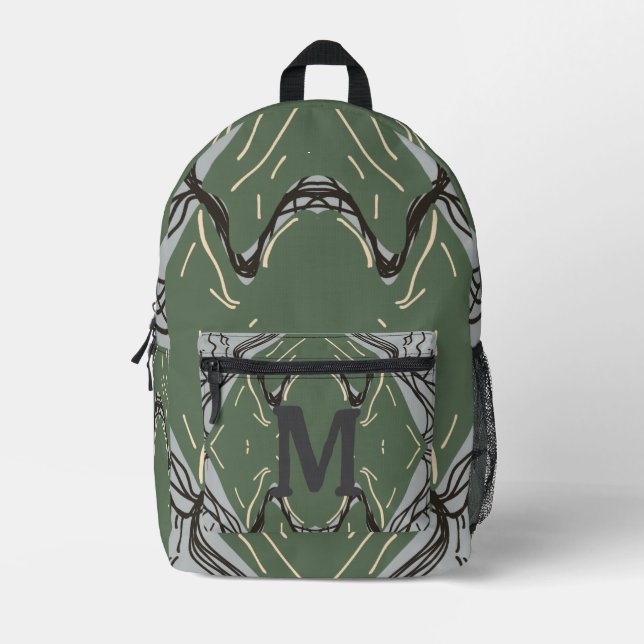 Rustic Mountain Minimalist Diagonal Path Printed Backpack (Front)