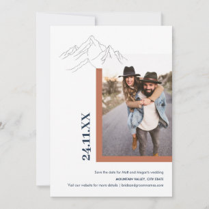 Rustic Mountain Nature Outdoor Photo Burnt Orange Save The Date