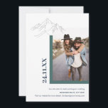 Rustic Mountain Nature Outdoor Photo Green Blue Save The Date<br><div class="desc">Can be fully customised to suit your needs. © Gorjo Designs. Made for you via the Zazzle platform. // Note: photo used is a placeholder image only. You will need to replace with your own photo before ordering/printing. If you need help with this please contact me. // Need help customising...</div>