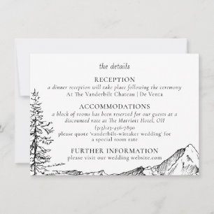Rustic Mountain Outdoor Wedding Details Card