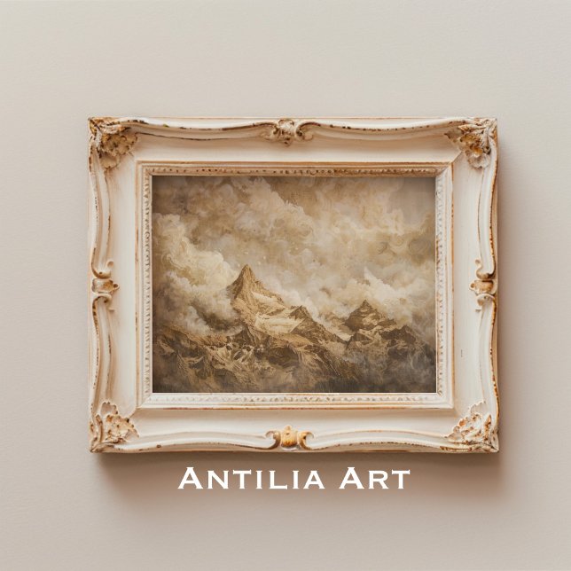 Rustic Mountain Peaks Landscape Vintage Art Poster (Creator Uploaded)