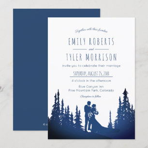 Rustic Mountain Pine Forest Wedding - Blue © Invitation