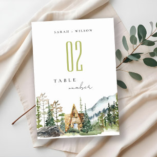 Rustic Mountain Pine Forest Wood Cabin Wedding Table Number