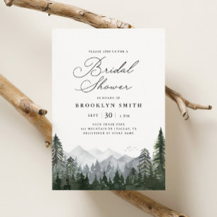 Rustic Mountain Pine Tree Bridal Shower Invitation
