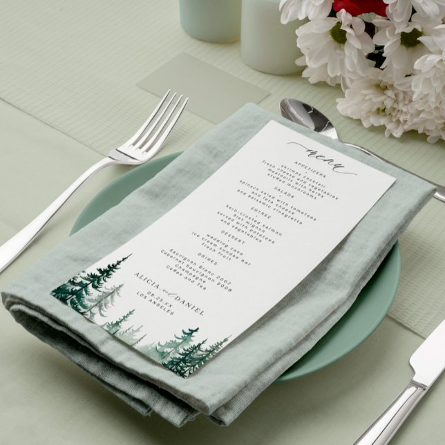 Rustic mountain pine tree forest wedding menu (Creator Uploaded)