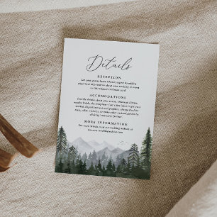 Rustic Mountain Pine Tree Wedding Details Enclosure Card