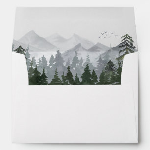 Rustic Mountain Pine Tree Wedding Invitation Envelope