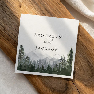 Rustic Mountain Pine Tree Wedding Napkin