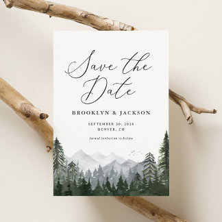 Rustic Mountain Pine Tree Wedding Save The Date
