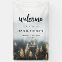 Rustic Mountain Pine Trees Fall Forest Welcome