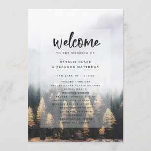 Rustic Mountain Pine Trees Fall Wedding Ceremony Programme