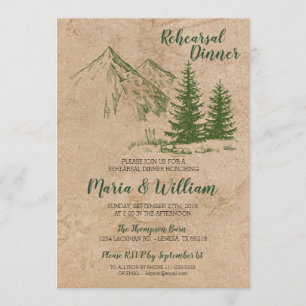 Rustic Mountain Rehearsal Dinner Invitation