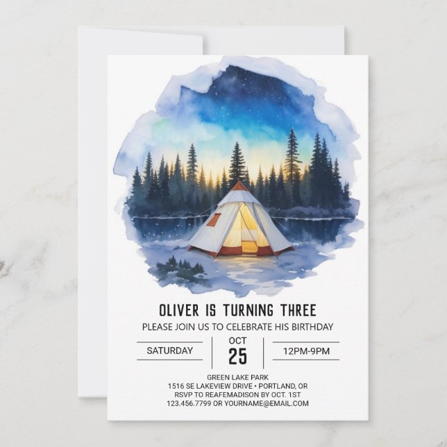 Rustic Mountain Retreat Birthday Invitation (Front)
